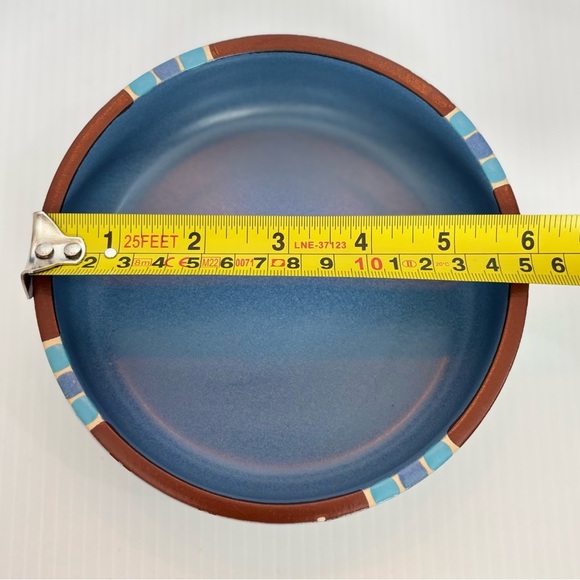 Dansk Mesa Soup Cereal Bowl 6" Sky Blue Stoneware Pottery Brown Rim Lot of 2 - Picture 6 of 6